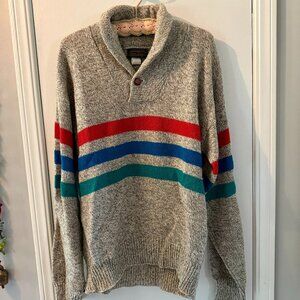 Vintage Eddie Bauer Shawl-Collared Sweater with Classic Stripes